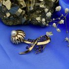 Image 2 of Vintage gold brooch with pearl and sapphires