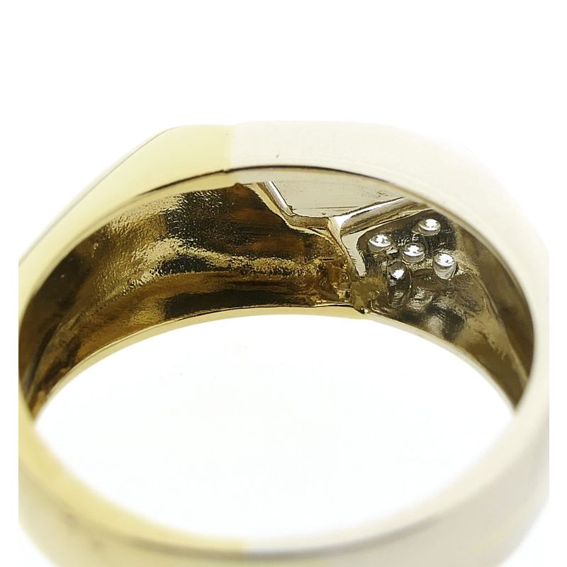 Image 4 of 18-karat two-tone gold men's ring with a 0.05-ct diamond.