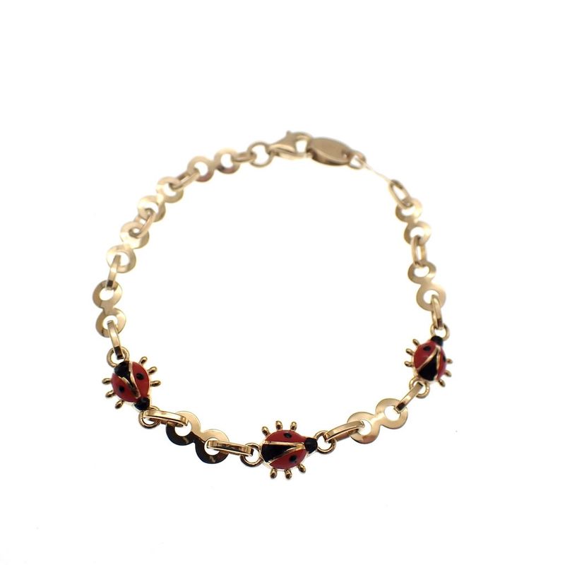 Image 1 of Gold children's bracelet with ladybugs | 14 cm