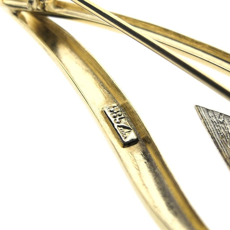 Image 5 of Gold abstract brooch with diamond 0.005 ct.