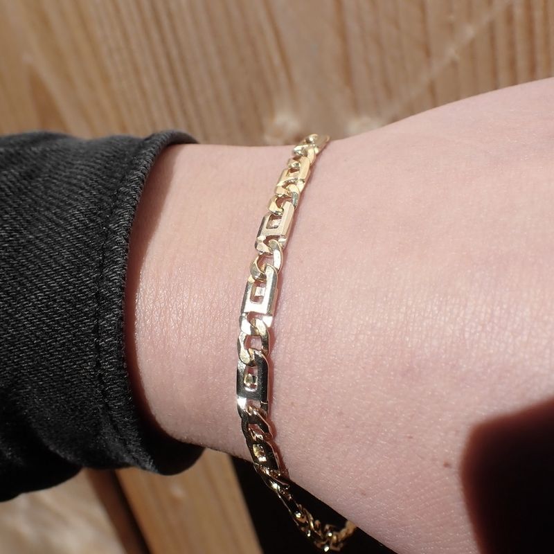 Image 10 of Two-tone gold navy link bracelet | 21.5 cm