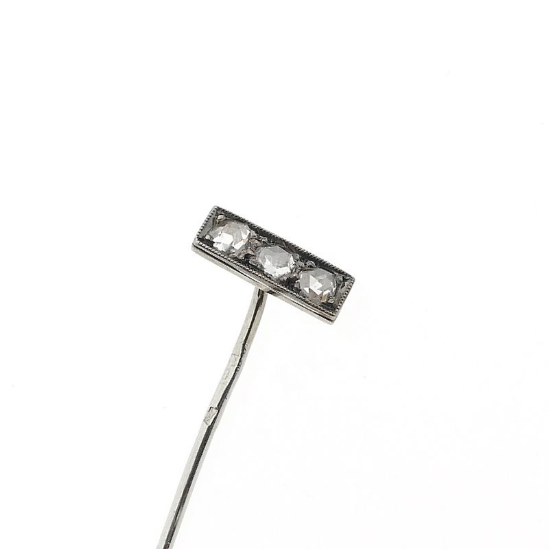 Image 5 of White gold lapel pin with diamonds; 0.15 ct.