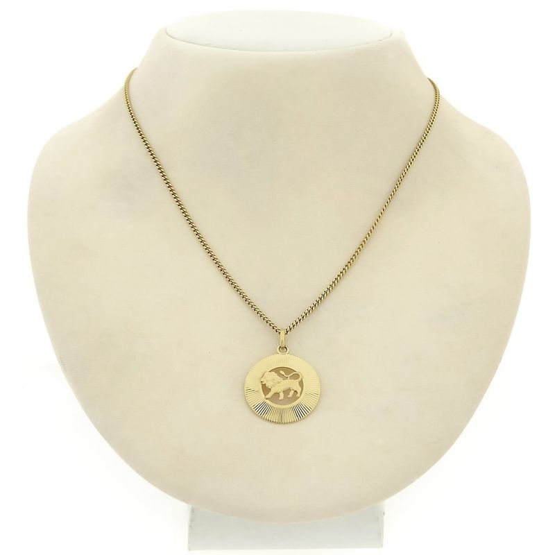 Image 9 of Fabiola gold zodiac sign pendant; Leo