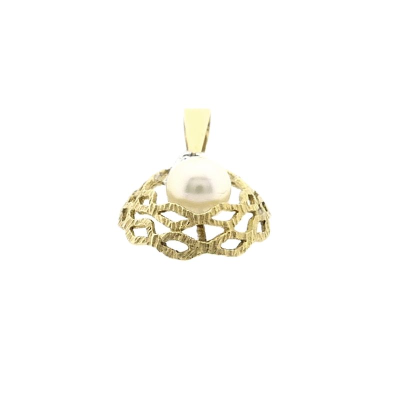 Afbeelding 8 van Bicolor gouden hanger met diamant; 0,01 ct.