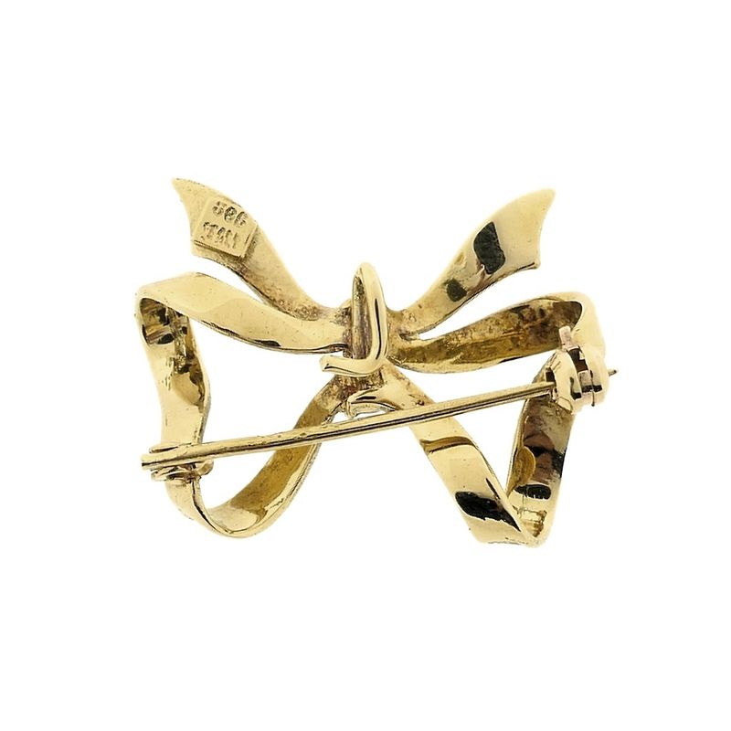 Image 4 of Gold brooch; Bow