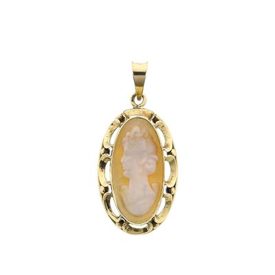 Vintage gold cameo pendant; 14 karat Image 1 of Vintage gold cameo pendant; 14 karat