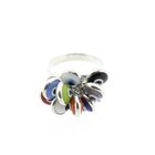 Image 3 of Silver ring with multiple colored Nazar eye charms