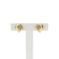 Bicolor gold stud earrings with diamond | 0.01 ct.