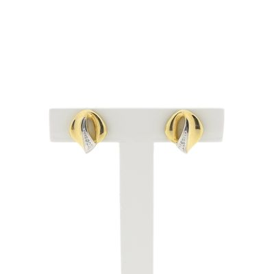 Image 1 of Bicolor gold stud earrings with diamond | 0.01 ct.