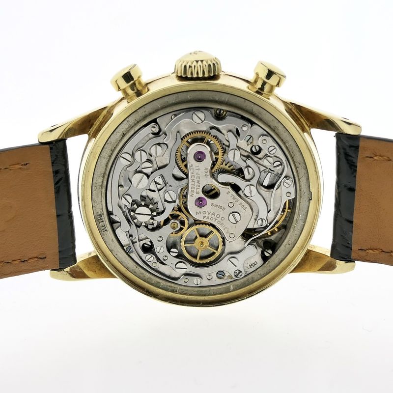 Image 17 of Movado 'Tiffany & Co' M95 Chronograph 49058; Vintage 14k gold men's watch