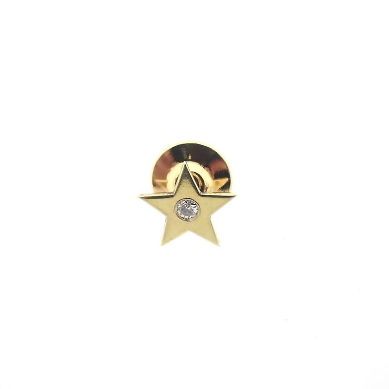 Image 1 of Gold star button with diamond | 0.07 ct.