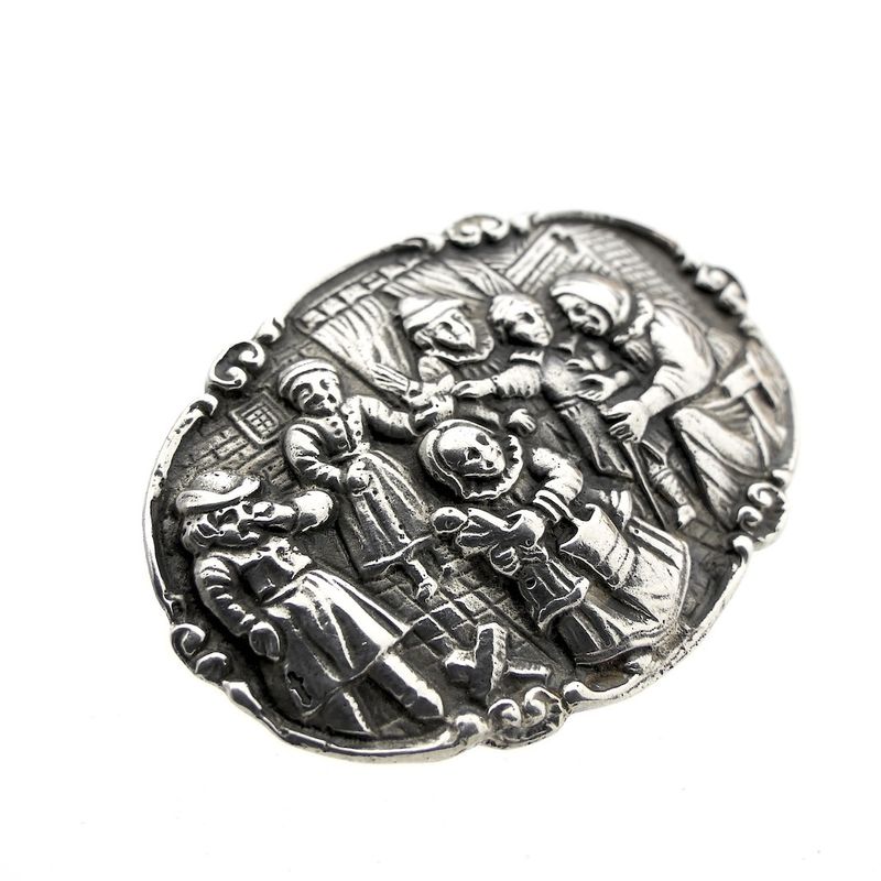 Image 8 of Vintage silver brooch with scene