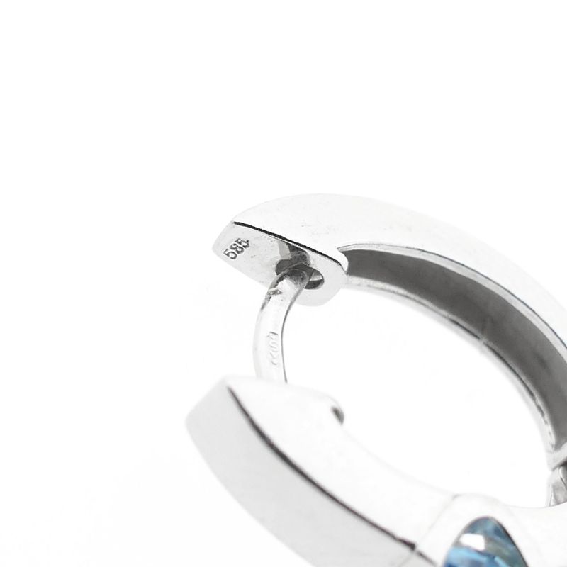 Image 6 of White Gold Earrings with Topaz; Ø 13.8 mm