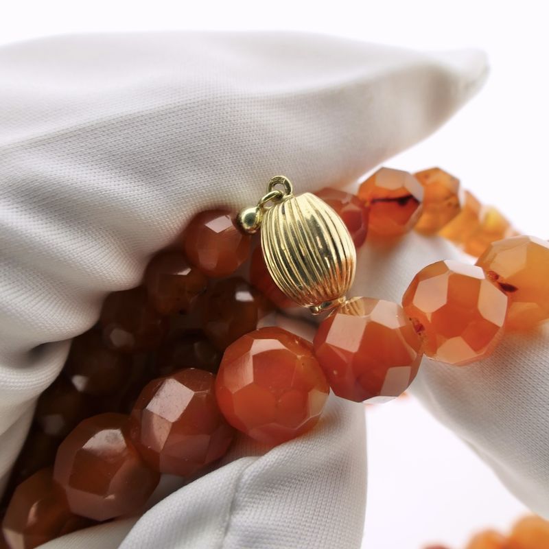 Image 5 of Carnelian bead necklace with gold clasp | 80 cm