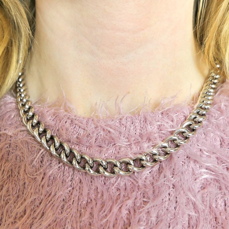 Image 7 of Silver robust gourmet link necklace | 45.5 cm