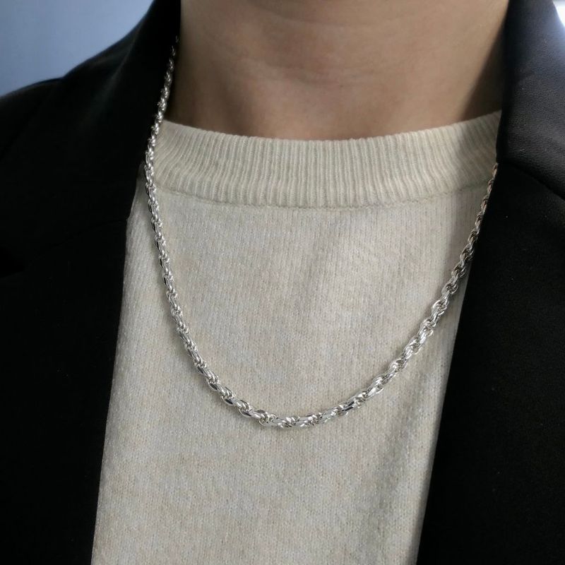 Image 8 of Silver twisted link chain