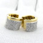 Image 11 of Two-tone gold hinged hoop earrings, pavé, with diamonds; approx. 0.51 ct.