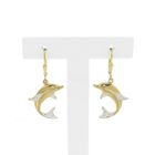 Image 1 of 8-karat bicolor dolphin earrings