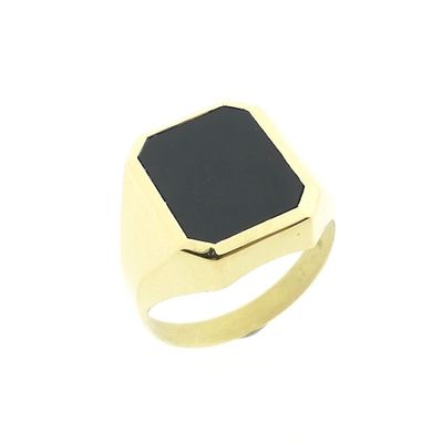 Image 1 of Gold signet ring with onyx.
