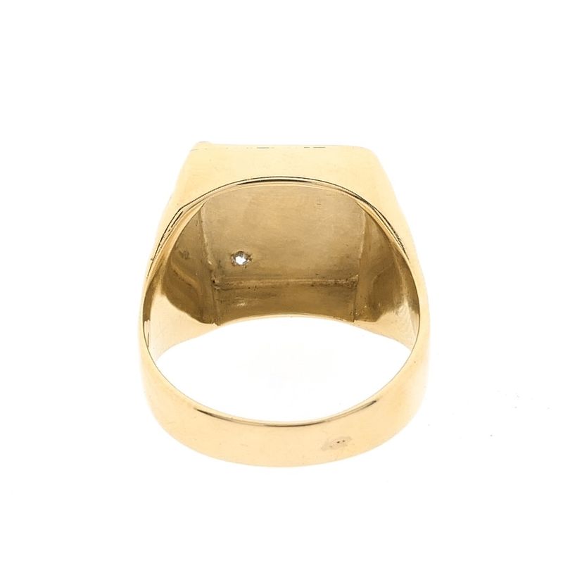 Image 4 of Vintage gold signet ring with diamond 0.05 ct.
