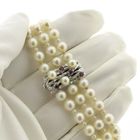 Image 4 of White gold pearl bracelet with ruby | 18 cm