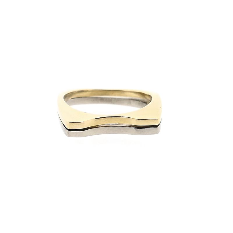 Afbeelding 5 van Bicolor gouden abstracte rijring met diamanten; 0,10 ct.