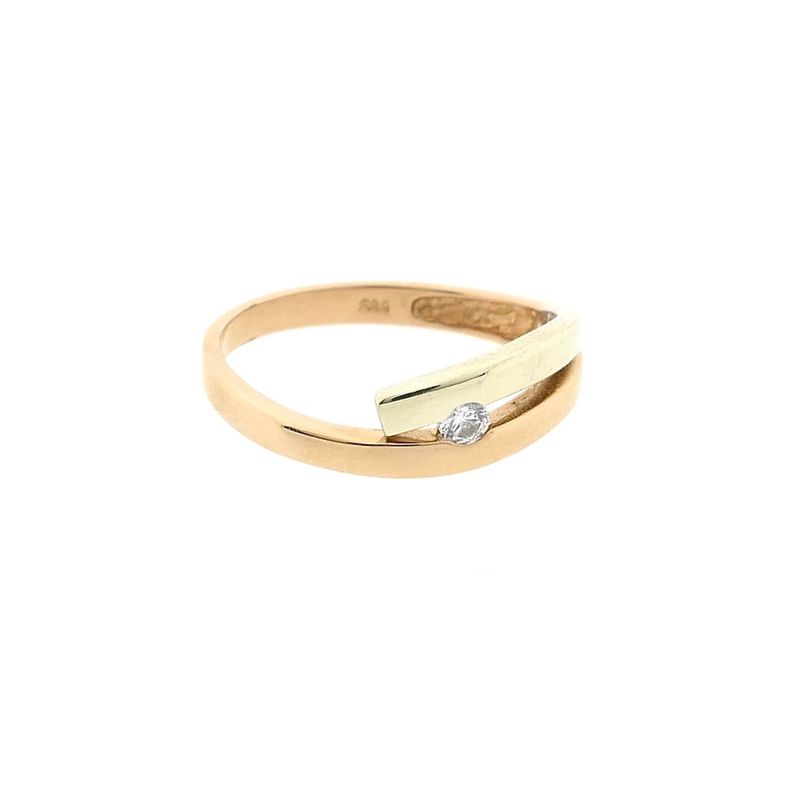 Image 4 of Bicolor Gold Solitaire Ring with Zirconia