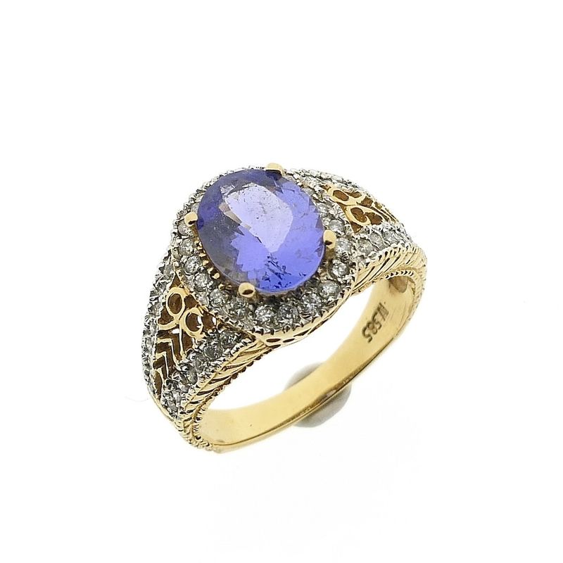 Image 1 of Gold ring with tanzanite and diamond | 0.48 ct.