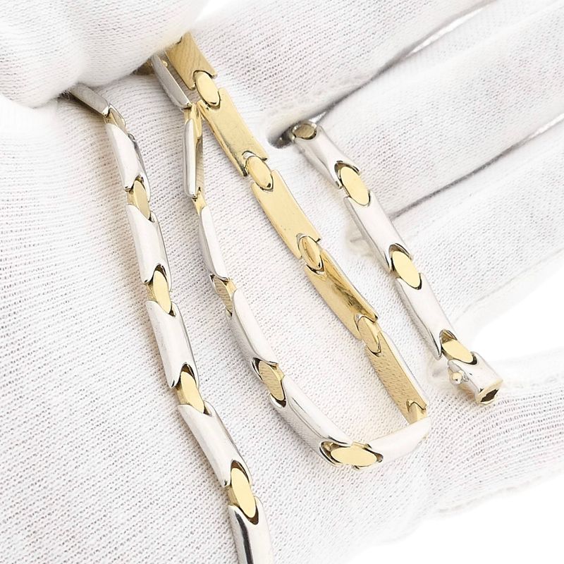Image 8 of Bicolor gold fantasy link necklace; 14 karat; 44 cm