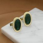 Image 2 of Gold cufflinks with green cameo
