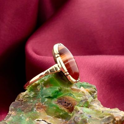 Image 2 of Gold Ring with Carnelian & Band Agate