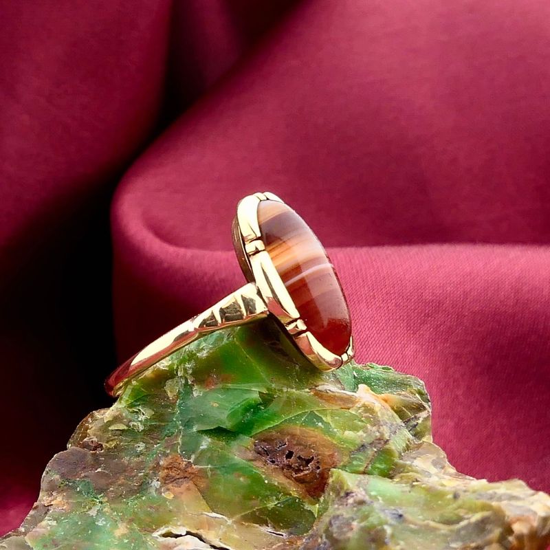 Image 2 of Gold Ring with Carnelian & Band Agate