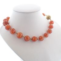 Carnelian bead necklace with gold clasp