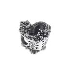 Image 7 of Pandora Charm; Silver; Open Heart and Rose Charm