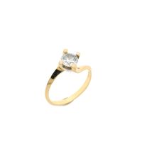 Gold solitaire ring with zirconia