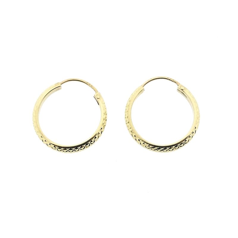 Image 9 of Gold faceted earrings; Ø 14.9 mm