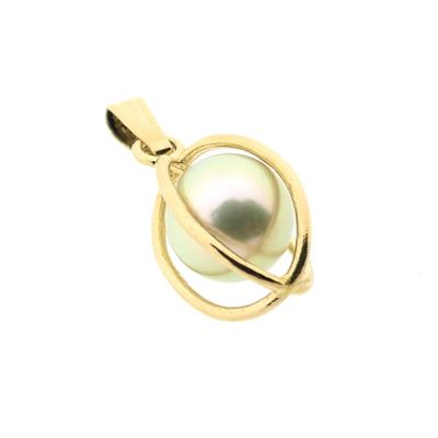 Image 2 of Gold abstract pendant with pearl