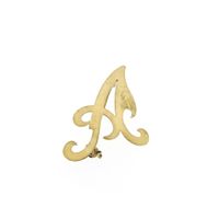 Gold letter brooch; letter A