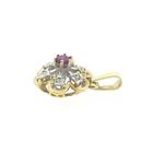 Image 10 of Two-tone gold flower pendant with ruby ​​and diamond | 0.06 ct.