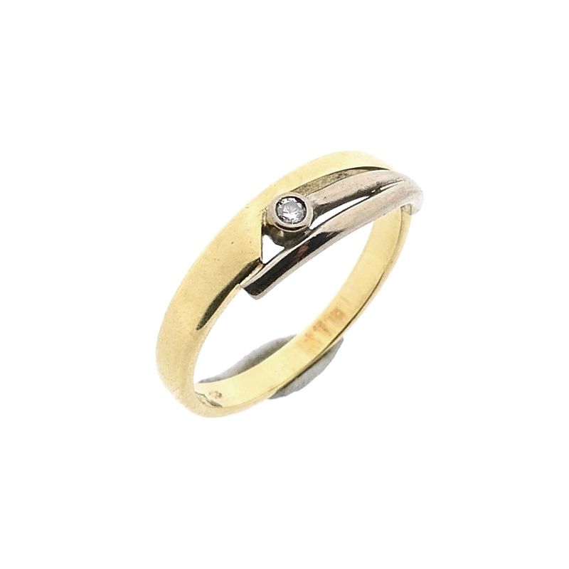 Image 1 of Bicolor Gold Ring; 0.03 ct. Diamond; 14 Karat; Size 17.25