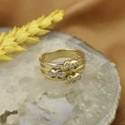 Image 2 of Tricolor gold ring with diamonds; 0.15 ct.