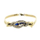 Image 4 of Gold flat gourmet link bracelet with synthetic sapphire and zirconia | 20.5 cm