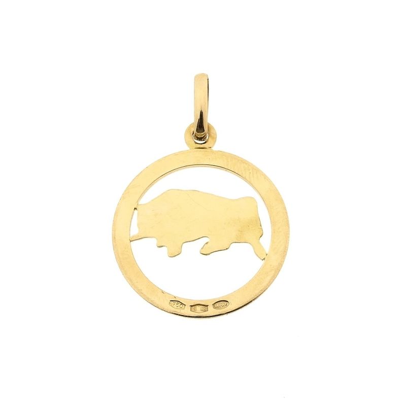 Image 5 of 18 carat gold zodiac sign pendant; Taurus
