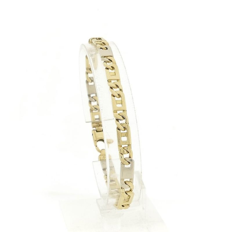 Image 1 of Two-tone gold figaro link bracelet
