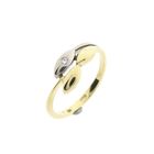 Afbeelding 1 van Bicolor gouden ring met diamant; 0,015 ct. 