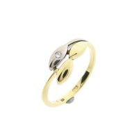 Bicolor gouden ring met diamant; 0,015 ct. 