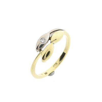 Afbeelding 1 van Bicolor gouden ring met diamant; 0,015 ct. 