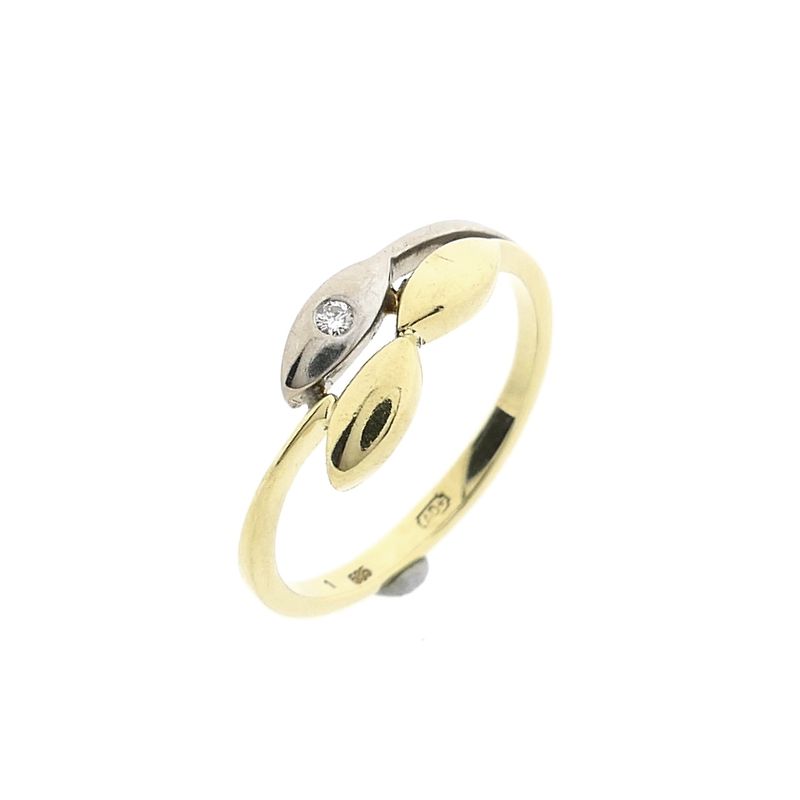 Afbeelding 1 van Bicolor gouden ring met diamant; 0,015 ct. 