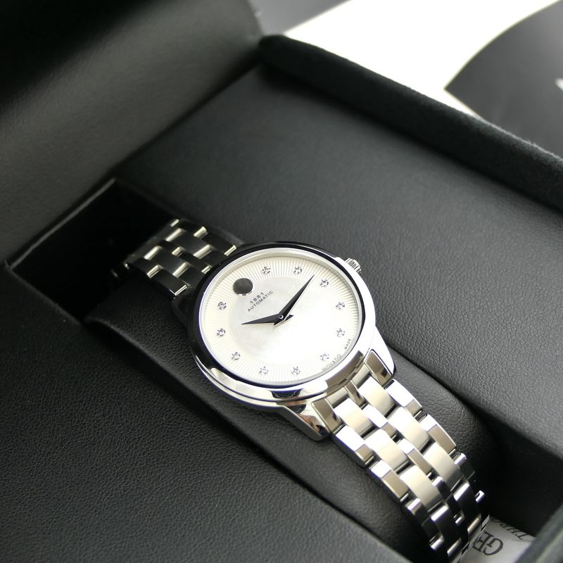 Image 18 of Movado 1881; Automatic women's watch with MOP and diamond dial