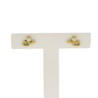 Gold stud earrings with zirconia